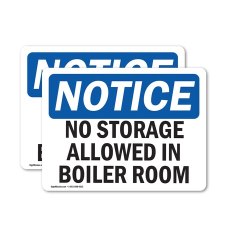 Signmission No Storage Allowed In Boiler Room, 18 in W x Rectangle, Vinyl Decal OS-2PACK-NS-D-1218-L-14853